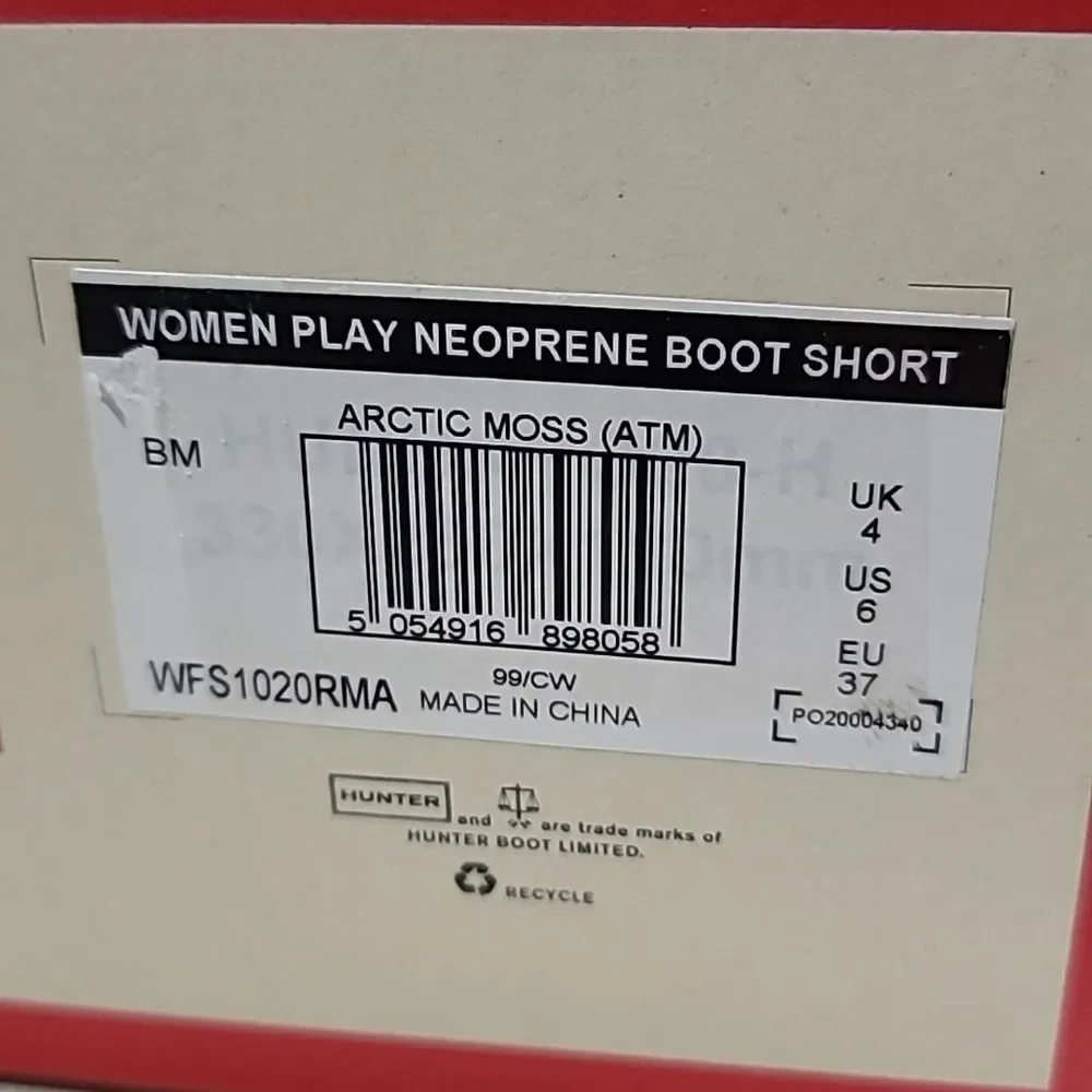 Hunter Women Play Neoprene Boot Short / US Women's 6 NEW